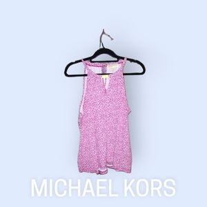 Michael Kors Womens Pink Camelia Rose Blouse Top Size L w Gold Accents